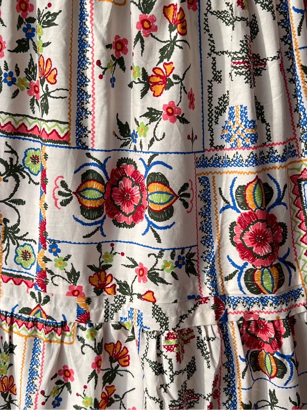 Anthropologie Summerset Maxi Dress Cross-stitch Floral Patchwork Design L - Picture 3 of 10